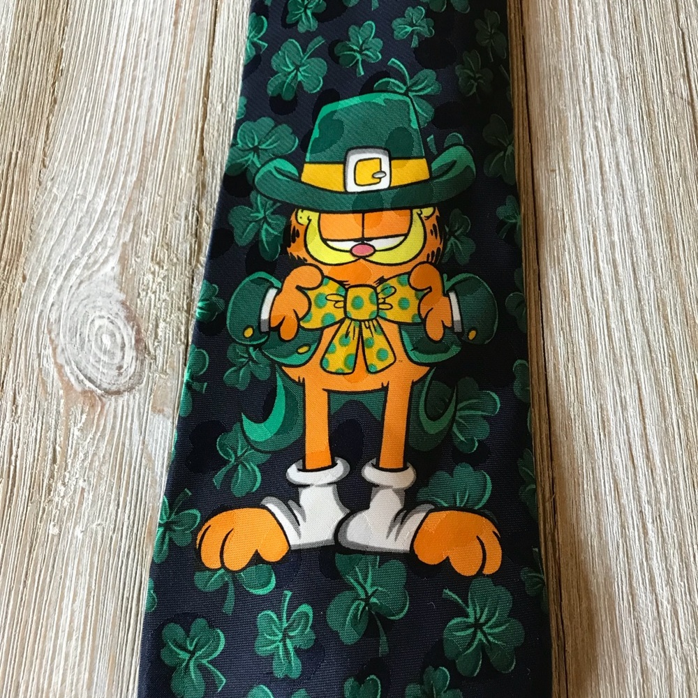 St. Patrick's Day Garfield Clover Green Tie Patty